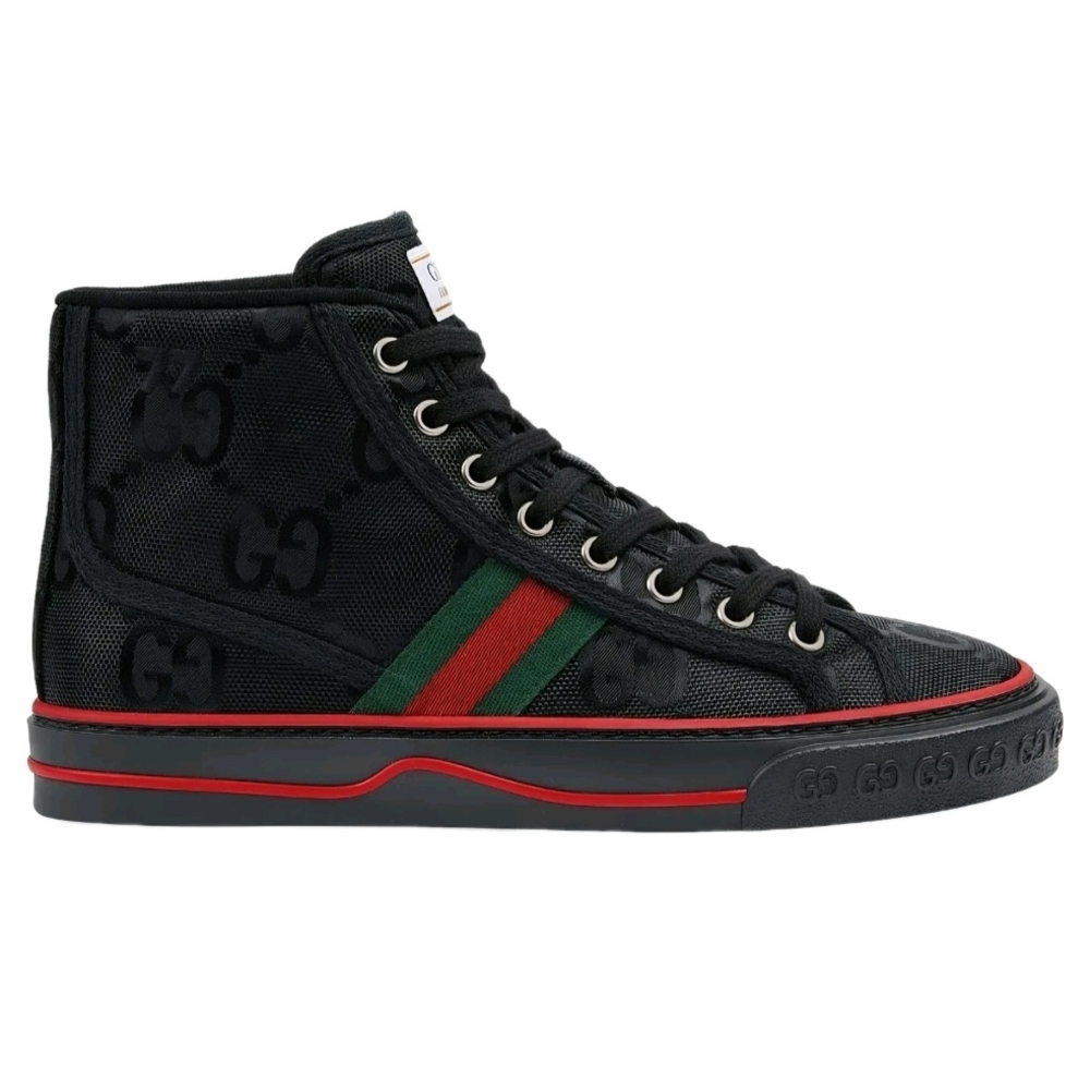 Gucci Men's Tennis 1977 High-Top Sneakers Black EU 44 US Men's Size 10.5 -11 - Picture 4 of 9